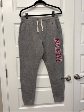 League Brand Gray Miami University of Ohio Sweatpants with Red Lettering